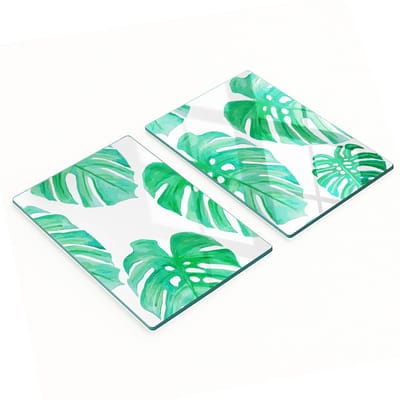 Multifunctionele decoratieve glazen snijplanken voor de keuken, Monstera, 2x40x52 cm