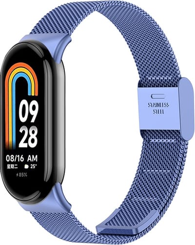 By Qubix - Milanese bandje - Blauw - Geschikt voor Xiaomi Smart Band 8 / 9 / 10