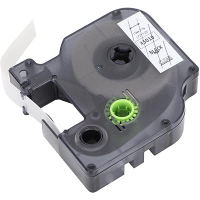 Labeltape Lint voor DYMO voor D1 Printpapier(12mm zwart op transparante achtergrond 45010)