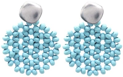 Oorbellen - oorhangers - RVS - sieraad - oorsieraad - blauw - zilverkleurig - accessoire - hip - trendy - tijdloos - chique - feest - cadeau - vrouwen - dames