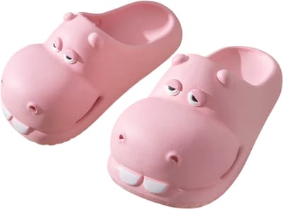 Hippo Dames Slippers – EVA Cartoon Pantoffels, Comfortabele Zomerschoenen, Huisslippers en Instapslippers voor Binnen & Buiten, Zachte Antislip - Roze - Maat 37