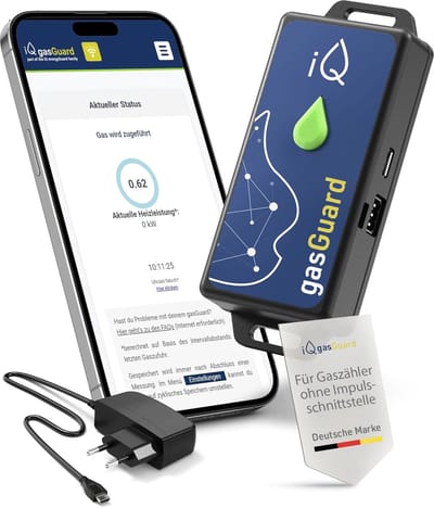 Slimme gasmeter met alarm en WLAN voor digitale bewaking van gasverbruik en kosten