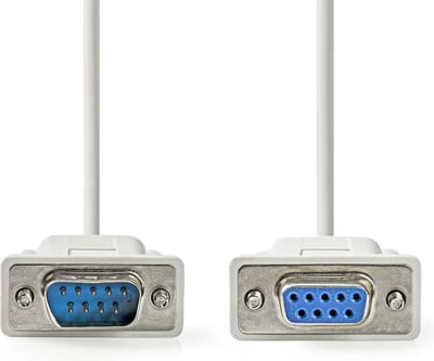 Nedis Seriële Kabel - D-SUB 9-Pins Male - D-SUB 9-Pins Female - Vernikkeld - 2.00 m - Rond - PVC - Ivoor - Label