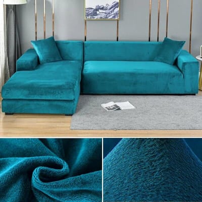 Fluwelen bankhoes voor woonkamer Dikke elastische bankhoes 1/2/3/4 zits L-vormige hoekbankhoes Stretchhoes voor bank 2 Seater 145-185cm