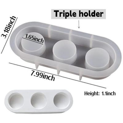 Moule ovale en Silicone à supports simples/doubles/triples, 1 pièce, pour bricolage, résine, ciment, plâtre, artisanat triple hole