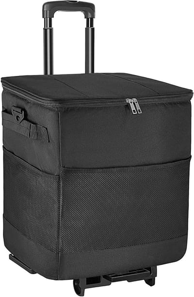 Koelbox met wielen - Trolley tas - Picknick en reizen - Opvouwbaar ontwerp - 35 liter - Zwart