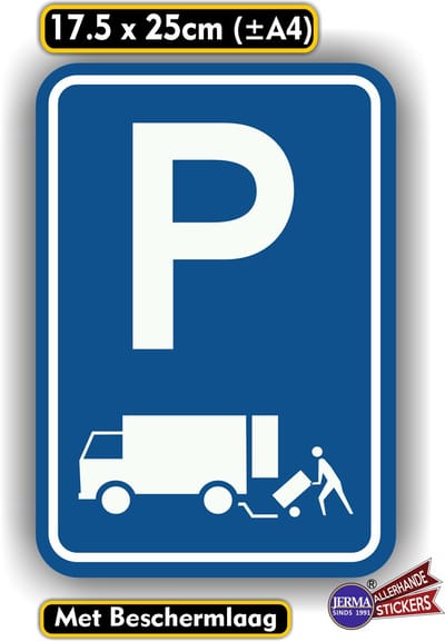 Jerma – Parkeren Laden en Lossen - Sticker - 17.5 x 25 cm - Weerbestendig - Zelfklevend - Duurzaam