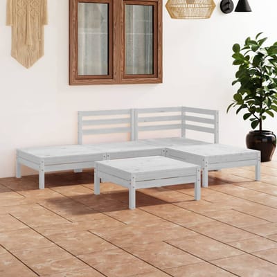 vidaXL - 5-delige - Loungeset - massief - grenenhout - wit