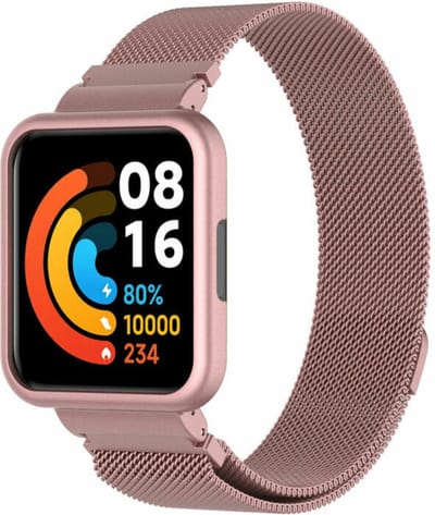 Milanees Smartwatch bandje - Geschikt voor Redmi Watch 2 Lite Milanese band - rosé pink - Strap-it Horlogeband / Polsband / Armband