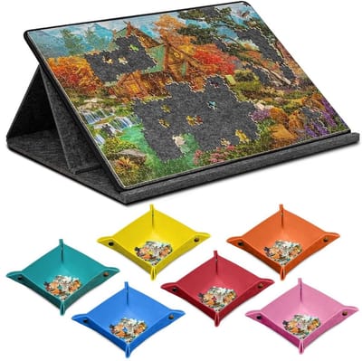 Dailygoods- Puzzelplank Draagbaar met 6 Sorteervakken - Kantelbare Puzzelstandaard - Lichtgewicht Puzelmatplateau - Voor 1000 Puzzelstukjes - Hoekinstellingen - Puzzelbord