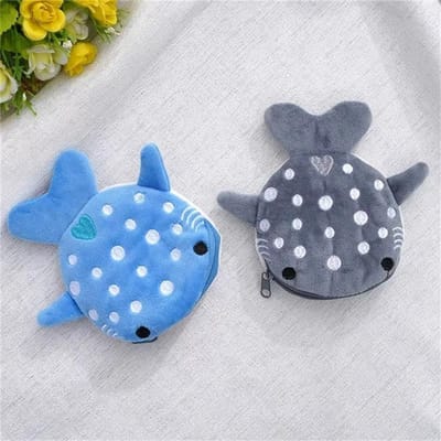 Cartoon Schattige Walvishaai Pluche Portemonnee Kawaii Portemonnee Draagbare Muntzakje Sleutel Oortelefoon Munt Organizer Portemonneetje Rits Cadeaus