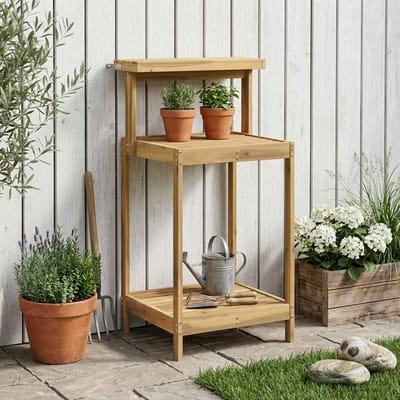 vidaXL - Buiten - pottingbank - 56,5 - x - 48,5 - x - 107 - cm - Massief - Acacia - Hout - Wit