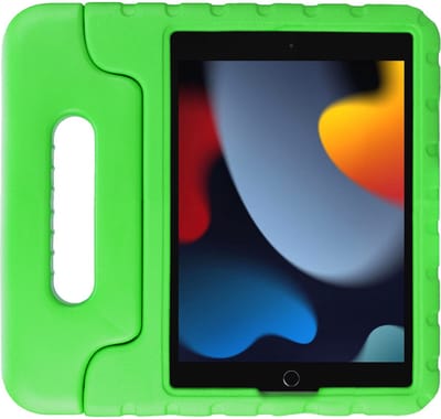HappyCase Kinder Tablethoes Geschikt voor Apple iPad 10.2 2019/2020/2021 | Kindvriendelijke Hoes | Beschemhoes | Kinderhoes | met Handvat en Standaard | Groen