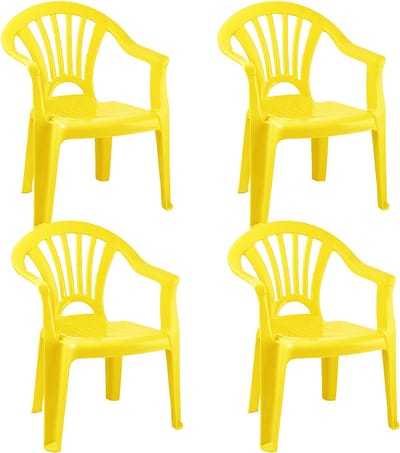 Trendoz Stoeltjes voor kinderen - 4x - geel - 50 cm - voor binnen en buiten - kunststof