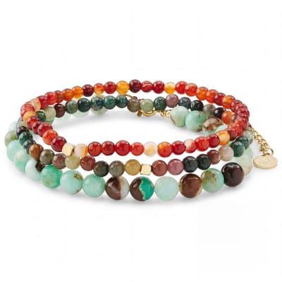 Mediterranean | Armbandenset met meerkleurige natuurstenen kralen