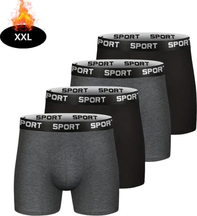 Nivard Onderbroeken Heren - Boxershort - Ondergoed - Boxer - Underwear - Mannen - 4 Pack - Donkergrijs + Zwart - XXL