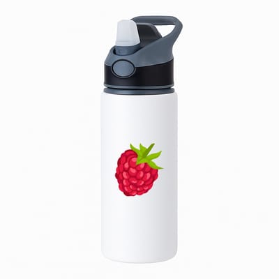 Hacebo® - Framboos waterfles met rietje zwart - Fruitschaal - Fruit liefhebbers - Fruit - bessen - gezond eten - water fles - 650ML