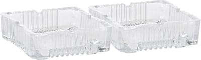 Home & Styling Asbak - 2x stuks - vierkant - gedecoreerd glas - transparant - 10 x 10 x 4 cm