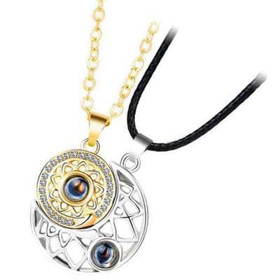 Collier Couple Magnétique pour Lui Elle Forme Lune Soleil Collier Assorti Collier Couple beige