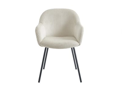 Vente-unique Set van 2 stoelen met armleuningen van ribfluweel en zwart metaal - Beige - MARENZIA