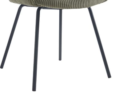 Vente-unique Set van 6 stoelen met armleuningen van ribfluweel en zwart metaal - Kaki - MARENZIA