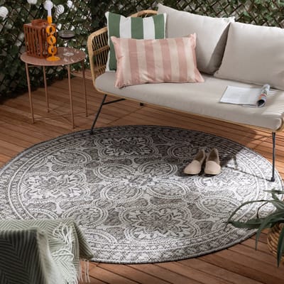 Fraai Rond Buitenkleed - Summer Oriental Grijs - Ø 100cm