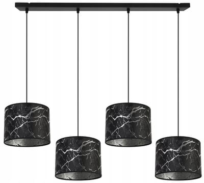 Light-Home Werona – Hanglamp 4-lichts – Zwart met Zilveren Kap – Verstelbare Hoogte – Modern Design