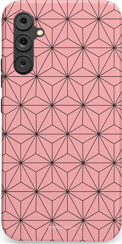 Casetastic Hoesje Geschikt voor Samsung A34 (5G) - Stijlvolle Beschermende Duo-layer Case - Roze Zwarte Fashion Paris Patroon