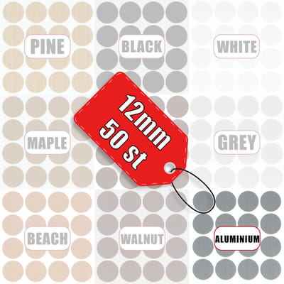 AMIG Schroefgatstickers Aluminium 12mm Ruw Zelfklevend PVC - 50 Stuks