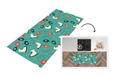 Keukenloper - Loper keuken - Schaatsen - Winter - Patronen - 120x50 cm - Keukenloper vinyl
