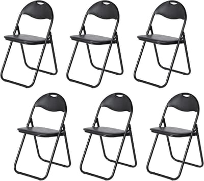Vouwstoelen van Zacht PVC met Metalen Frame en Handgreep, Draagbare Campingstoelen tot 120 kg, Perfect voor Binnen en Buiten, Set van 6, Comfortabel en Lichtgewicht