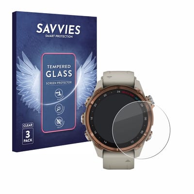 Savvies - Glas Screenprotector voor Garmin Descent Mk3 (43 mm) - Gehard Beschermglas 9H 3 Stuks