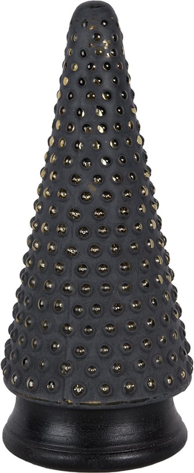 Clayre & Eef Kerstdecoratie Kerstboom Ø 14x31 cm Grijs Goudkleurig Glas