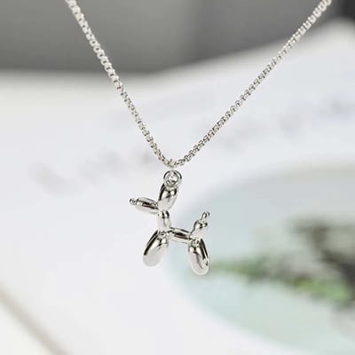 Zilverkleurige Ketting met een Hondje - Balloondog - Ballonhond