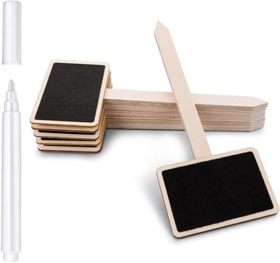 20 Stuks Houten Plant Labels T-Type met Schoolbord voor Tuinplanten, Ideaal voor Zaaien, Kruiden en Bloemen