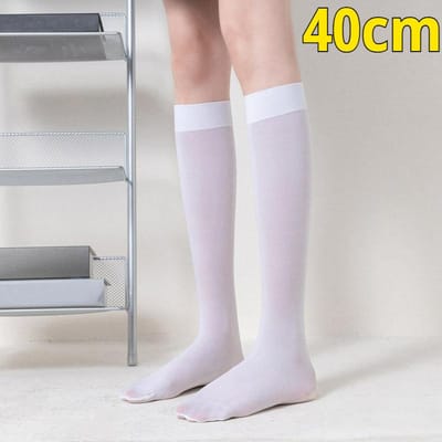 20/32/40/52/65Cm Lolita Jk Stijl Zomer Sokken Zijde Kniehoge Sokken Wit Zwart Middelhoge Sokken Nylon Ultra-Dunne Sexy Kousen One Size gray
