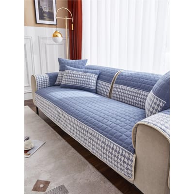 Houndstooth Lace Docor Quilting Sofa Kussenhoes Antislip Sofa Hoezen voor Woonkamer Bank Stoelhoezen Huisdiervriendelijk 60*60cm gray