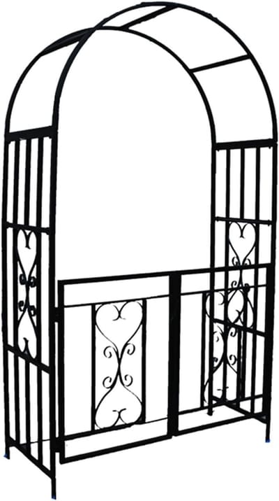 Metalen Tuinboog Deur - Rozenboog Prieel - Bruiloft Decoratie - Weerbestendig Latwerk - 114 x 21 Meter - Zwart