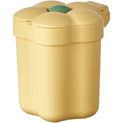 Poubelle de bureau avec couvercle en forme de fleur, petite poubelle à grande ouverture, corbeille à papier de rangement jaune jaune