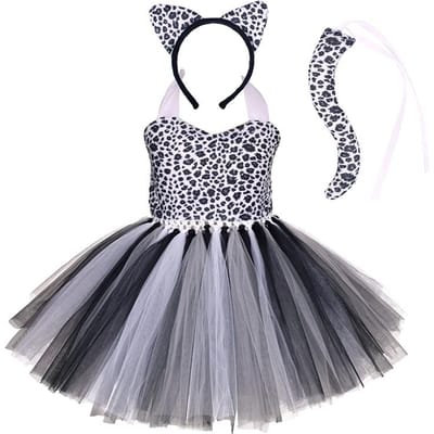 Kinderen Dier Cosplay Kostuum Baby Meisje Bos Thema Giraf Koe Tijger Luipaard Zebra Print Tutu Jurk Verjaardag Jungle Feest Outfit S (2T)&Kids Animal gray