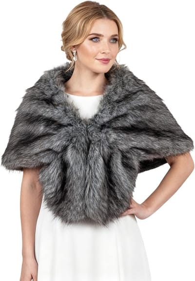 Dames Sjaal met Faux Fur Kraag, Warme Winter Sjaal voor Feestjes en Casual Gebruik, Elegante Kraag Wrap