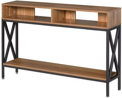 HHHK - Sidetable - Wandkast - Dressoir - Wandtafel - 23,5x120x75cm - Metaal Hout - Zwart Bruin - Console Tafel - Haltafel