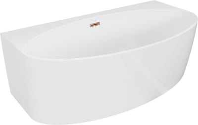 Mexen Bruna vrijstaande tegen de muur geplaatste badkuip 150 x 82 , wit glans, overloop roze goud - 52731508200-60
