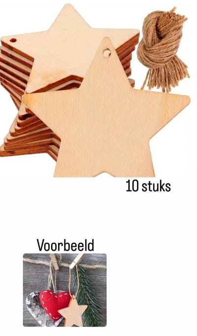 Akyol - kerstversiering - kerstster - Houten sterren - hout - versiering - sterren - 10 stuks - feestdagen - decoratie - kerstversiering - kerst decoratie - tafel decoratie kerst - kerst