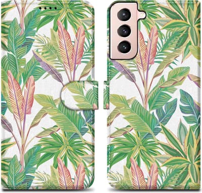 Cadorabo Hoesje geschikt voor Samsung Galaxy S21 PLUS - Design Groen Regenwoud No. 8 - Beschermhoes Case Cover met magnetische sluiting, standaardfunctie en kaartvakje