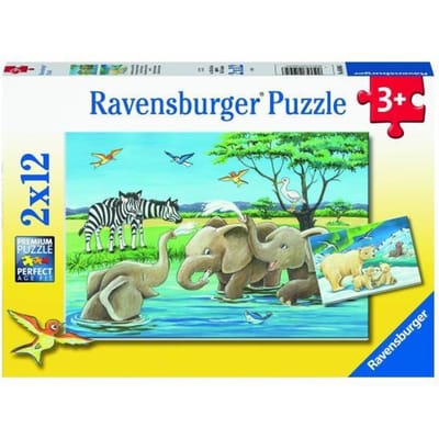 Ravensburger puzzel Jonge dieren uit de hele wereld - 2 x 12 stukjes