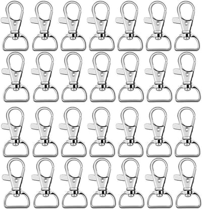 60 Stuks Zilverkleurige Karabijnhaken 2.5 cm voor Sleutelhangers en DIY Handwerk