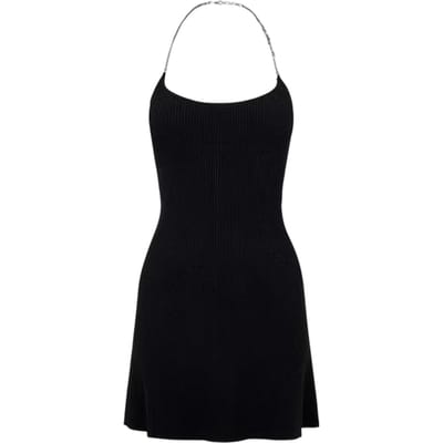 Diesel Dames Ketting Halter Nek Mini Jurk (Zwart)