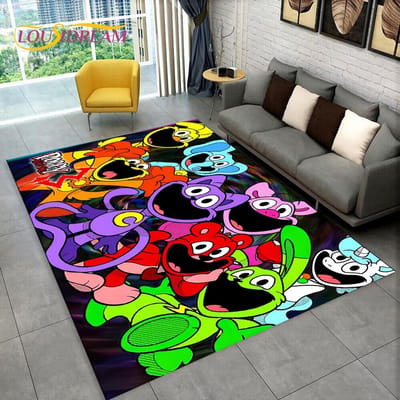 Schattige S-Glimlachende C-Diertjes Katnap Craftycorn Cartoon Tapijt Vloerkleed voor Slaapkamer Woonkamer Huis Sofa Decoratie, Kinderdecor Vloermat 100*120cm