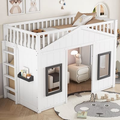 Sweiko Hoogslaper - 90x200 cm - Valbeveiliging - Den + MDF - Wit